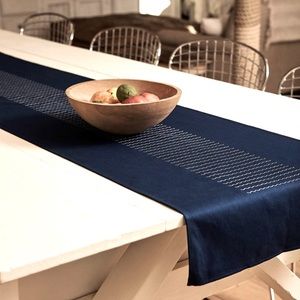 Territory Woven Navy and White Table Runner